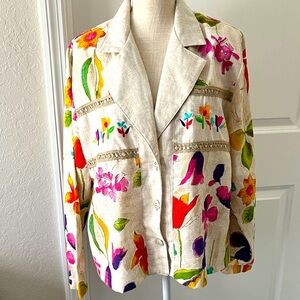 Gepetto Vintage Floral Embroidered Women's Blazer